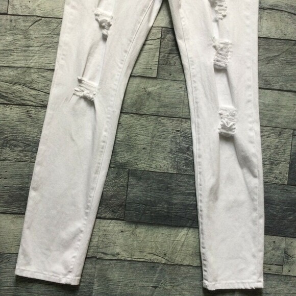 FASHION NOVA Womens Jeans sz 15 Junior White Distressed High Rise Skinny Stretch - Picture 3 of 10